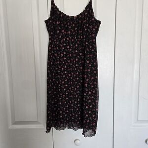Hollister Black Dress with Red Floral Pattern